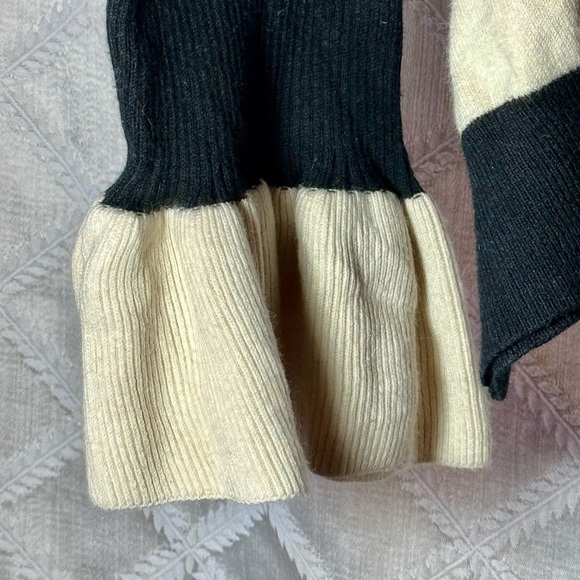 Who What Wear Black and Ivory Stripe Sweater with Frilly Cuffs, 4X - Picture 2 of 4